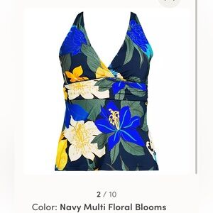 NWT Lands' End Blue and Yellow Floral Tankini Top